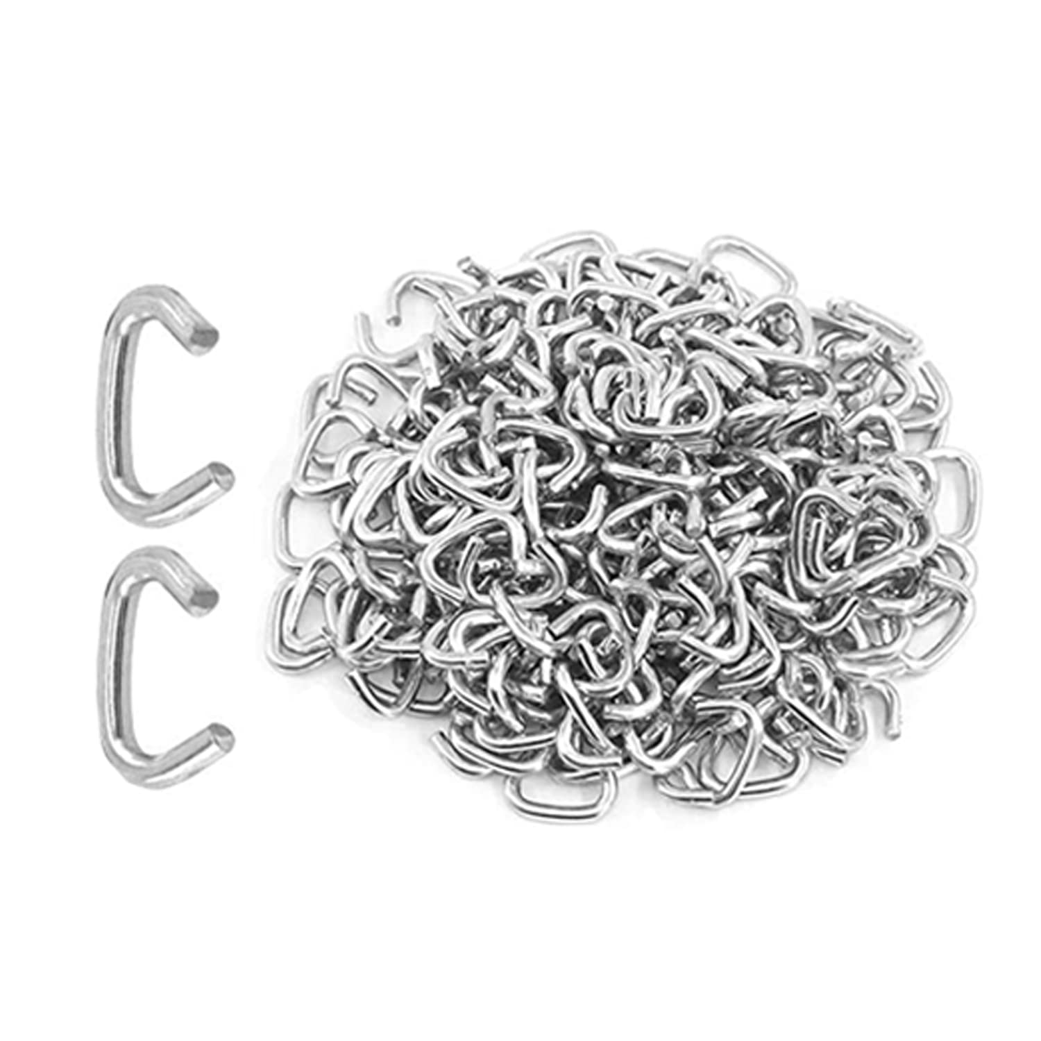 Photo 1 of 1000Pcs 3/8" Galvanized Hog Rings Assortment Kit, Professional Hog Rings Installation Kit for Bungee Shock, Cords, Animal Pet Cages