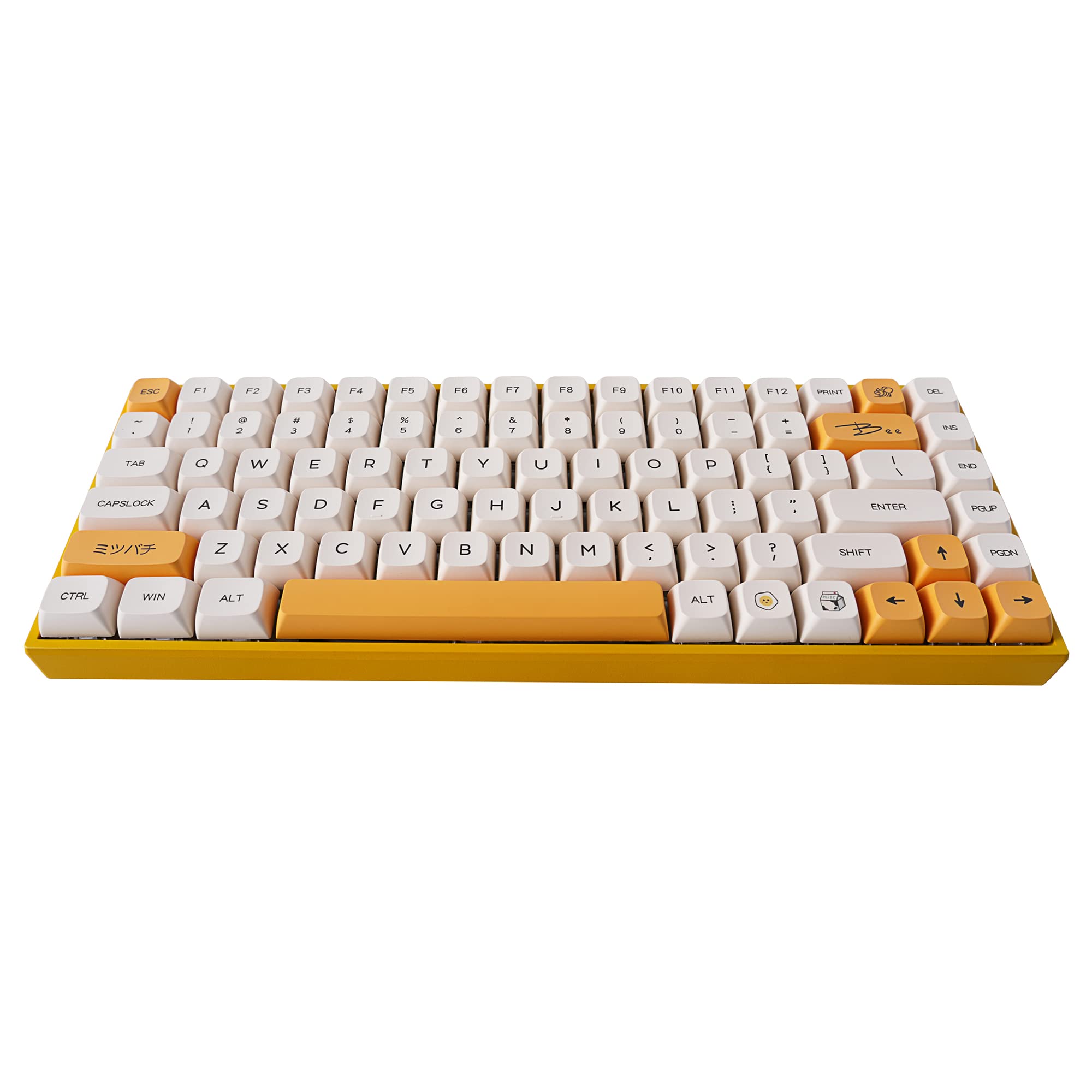 KD84 Hot Swappable 75% Compact Gateron Yellow Switch Keyboard, Bluetooth 5.0/Wireless 2.4G/Wired Type-C Tri-Mode N-Key Rollover RGB Mechanical Gaming Keyboard (Honey Milk XDA Keycaps)