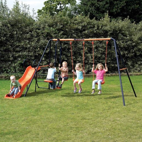 Hedstrom Europa Swing and Slide Set - Slide and 2 Seat Swing and 2 Seat Glider - Metal - Kids Play Set