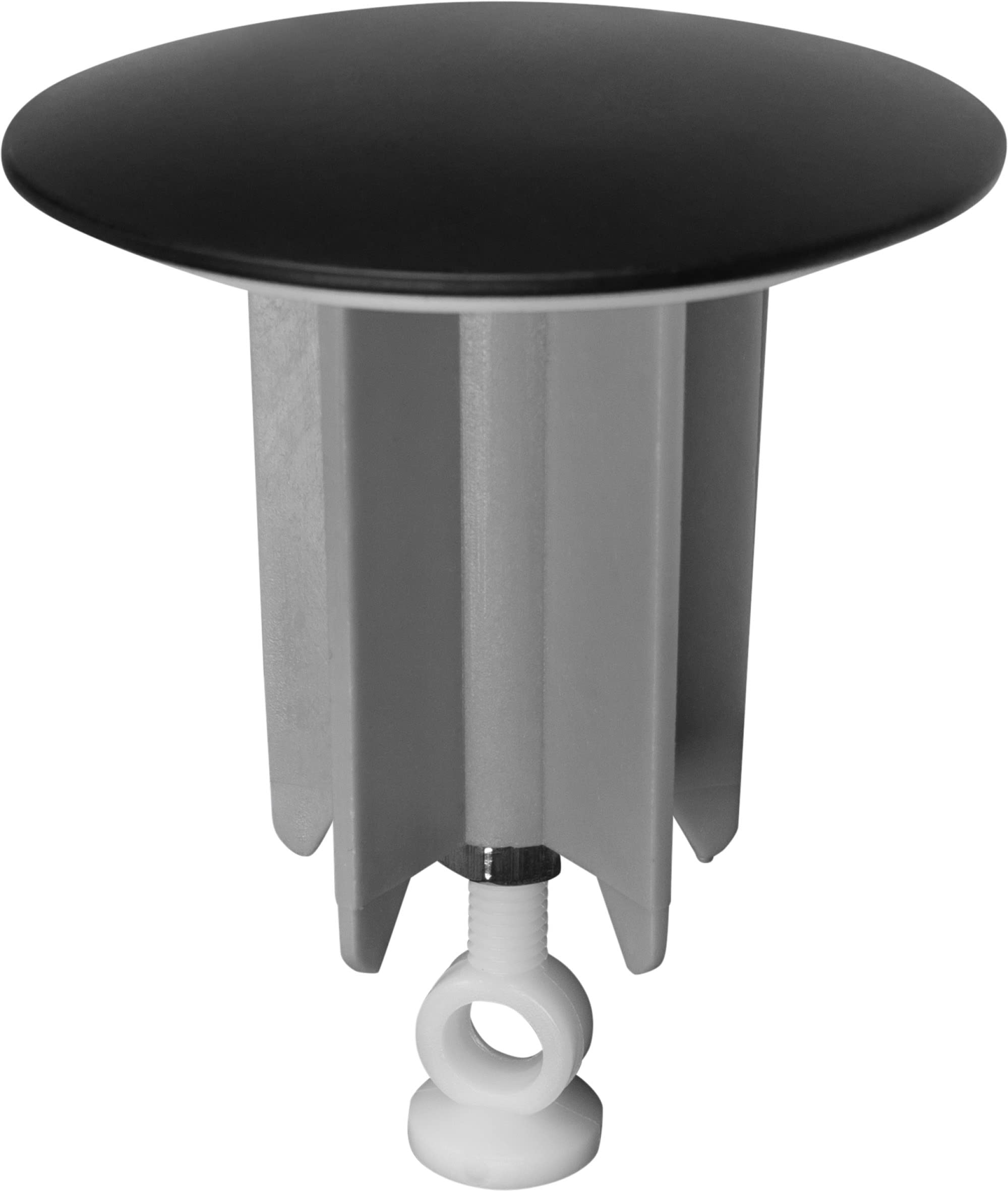 Cornat TEC317416 Universal Drain Plug for Washbasins, Diameter 63.5 mm, for Pop-Up Rod Operation, Matte Black Look, Eccentric Plug, Sink Closure, Sink Lock