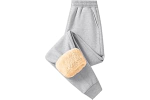 Ikevan Boys Girls Fleece Sweatpants Kids Thick Lined Thermal Joggers Winter Warm Elastic Waist School Sports