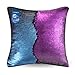 Reversible Sequin Pillow Case Decorative Mermaid Pillow Cover Color Changing Cushion Throw Pillowcase 16” x 16” ,A Blue and Purple
