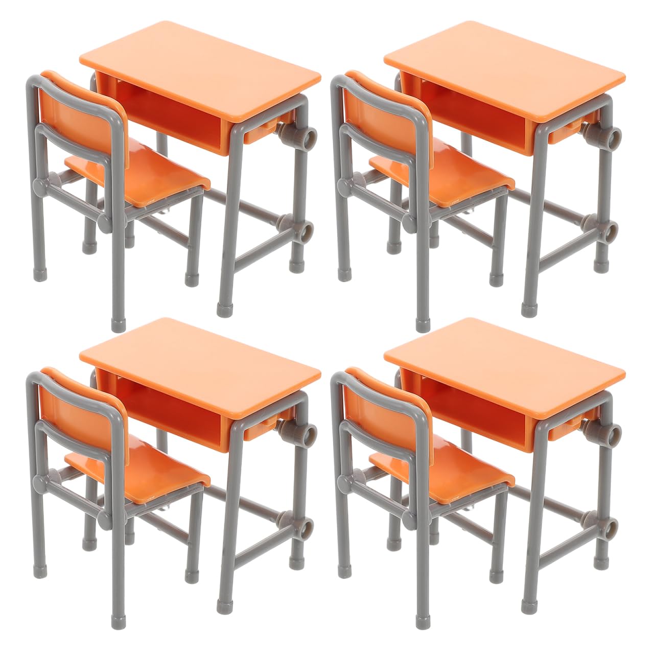 Photo 1 of BESTonZON 4sets Miniature School Desk and Chair Dollhouse Furniture for Classroom Decor Design for Miniature Spaces and Collectibles