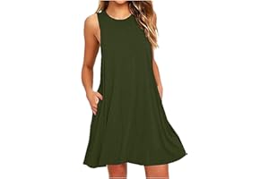 GENERIC Dresses for Women 2024 Sleeveless Casual Summer Dress Spring Dress Crewneck Tank Tops Dress Loose Fit Short Dress