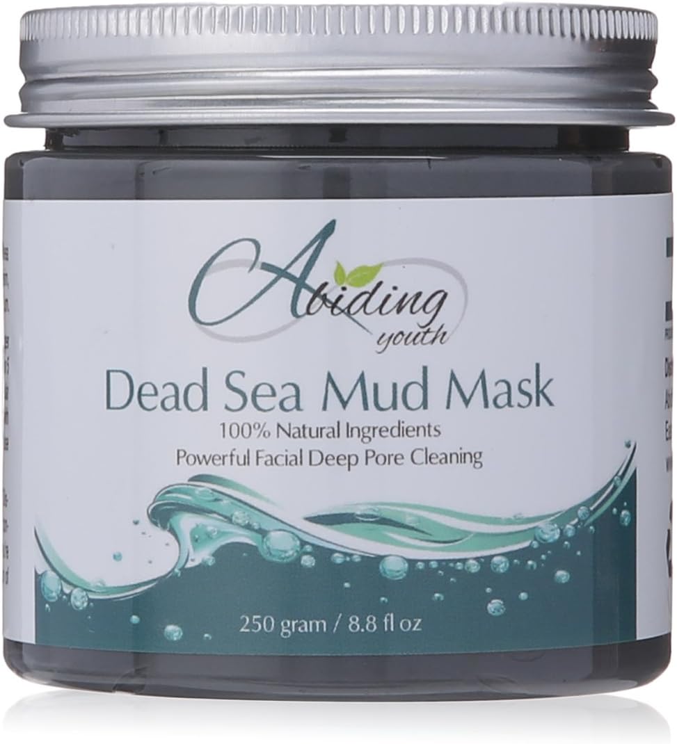 Dead Sea Mud Mask – 8.8oz by Abiding Youth – The Face Mask Beauty Treatment that fights Acne and Blackheads, Minimizes Pores, Cleanses Skin, Soothes Eczema and Psoriasis – Relieves Muscle Aches and Pains