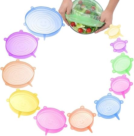 Fransande Tapas elásticas de silicona – 12 piezas instala cubiertas de