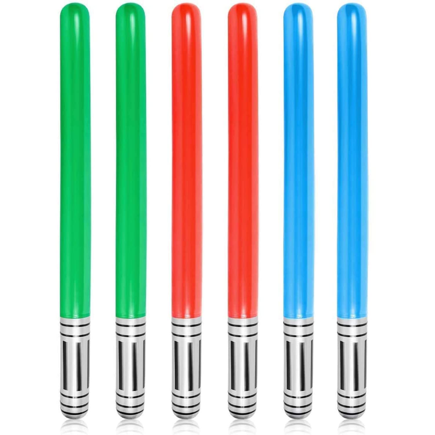 6PCS Inflatable Light Saber Set - Blue Red Green Swords for Star Wars Themed Party - Halloween/Christmas Stocking Stuffers and Cosplay Favours