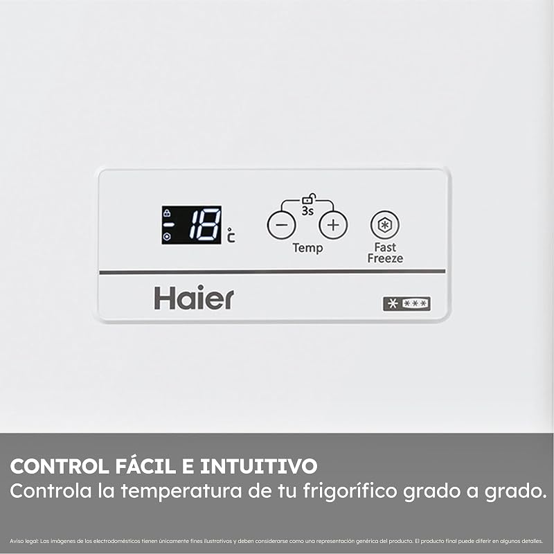 Chest Series 3 HCE100E, congelador horizontal de baú, capacidade 97 l, W 54,5 cm, função congelação rápida, 1 cesto metálico, ecrã digital, interior em alumínio texturizado, pega integrada, branco
