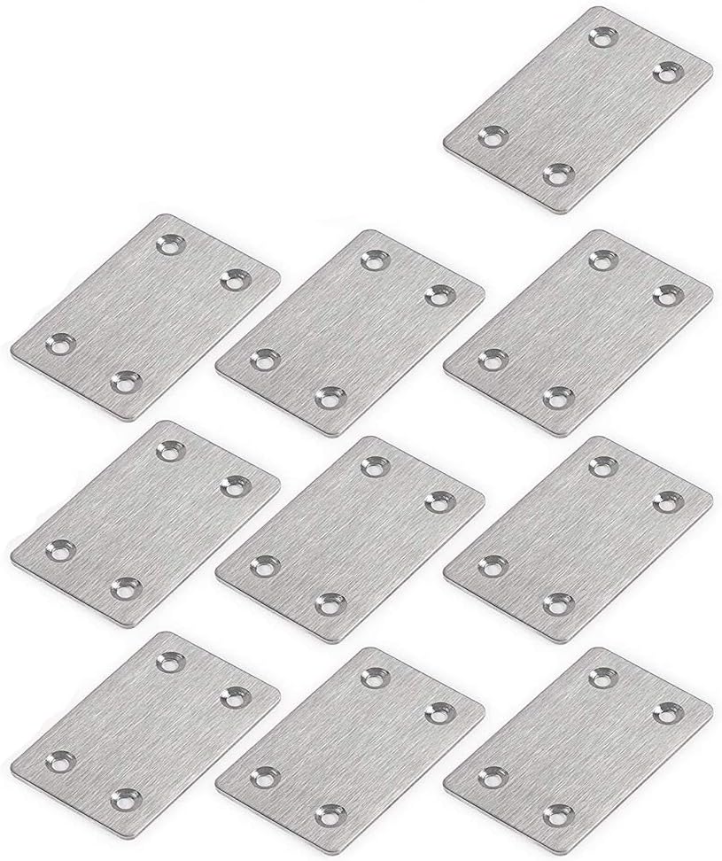 Autoly 10 Pcs Stainless Steel Corner Braces Heavy Duty Flat Mending Plate Connector Joining Bracket,60x38mm/2.36''x1.5''