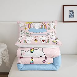 Feelyou Unicorn Cat Bedding Set Cartoon Unicorn