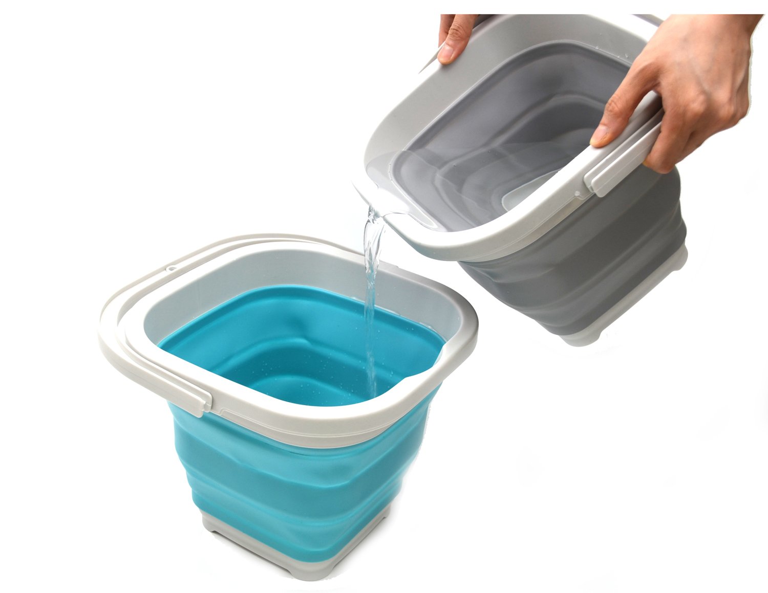 SAMMART 5L (1.3 Gallon) Sqare Collapsible Plastic Bucket Foldable