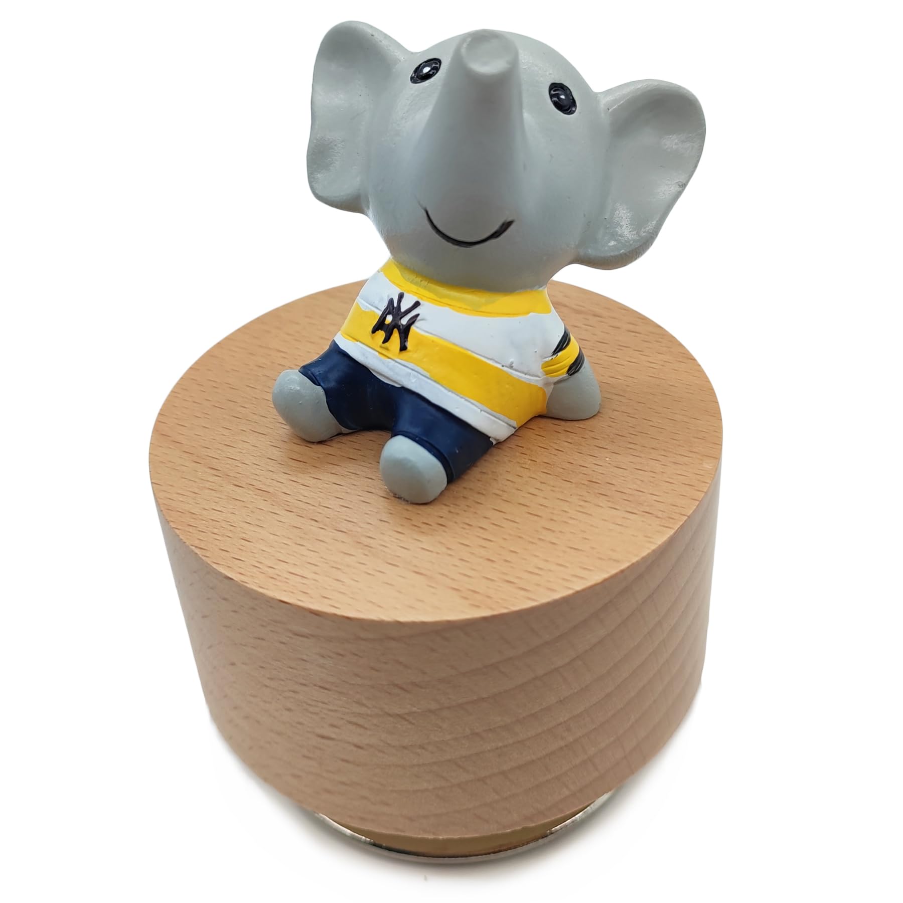 falado Mini Wooden Animal Rotary Music Box with Cute Elephant Ornament (Edelweiss)