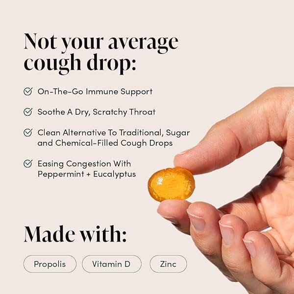 BEEKEEPER’S NATURALS SOOTHING MINT EUCALYPTUS COUGH DROPS, IMMUNE SUPPORT WITH VITAMIN D, ZINC AND PROPOLIS, COOLING & THROAT SOOTHING LOZENGES, 14 CT