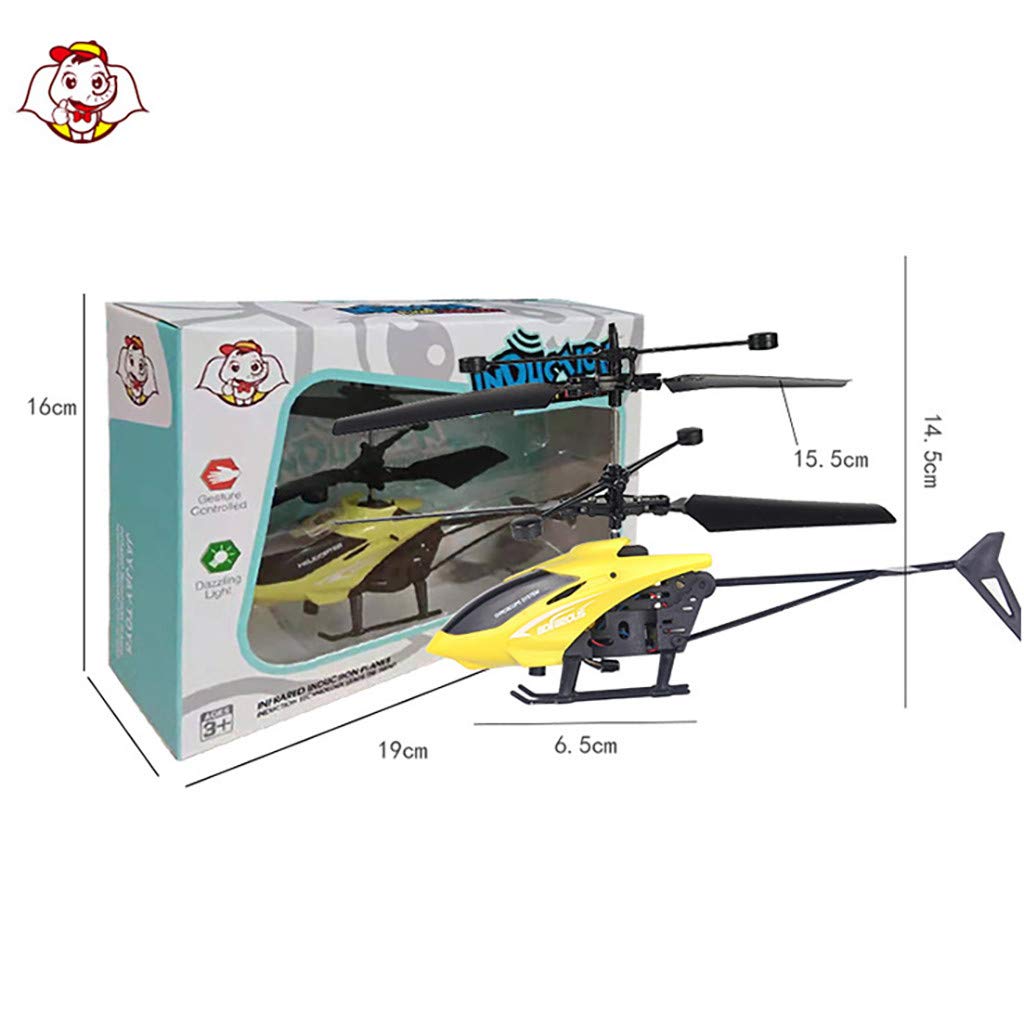 Ahagogo Mini Helicopter Remote Control Helicopter RC Infraed Induction Helicopter Aircraft Flashing Light Toys Brithday Gift (14.5x 6.5 cm, Yellow)