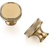 Ravinte Champagne Bronze Cabinet Knobs Round Drawer Knobs 30 Pack | 1-1/5"(30mm) Diameter, Knurled Dresser Pulls, Stainless Steel, Screws Include, Kitchen Cupboard Handles, for Cabinet Hardware