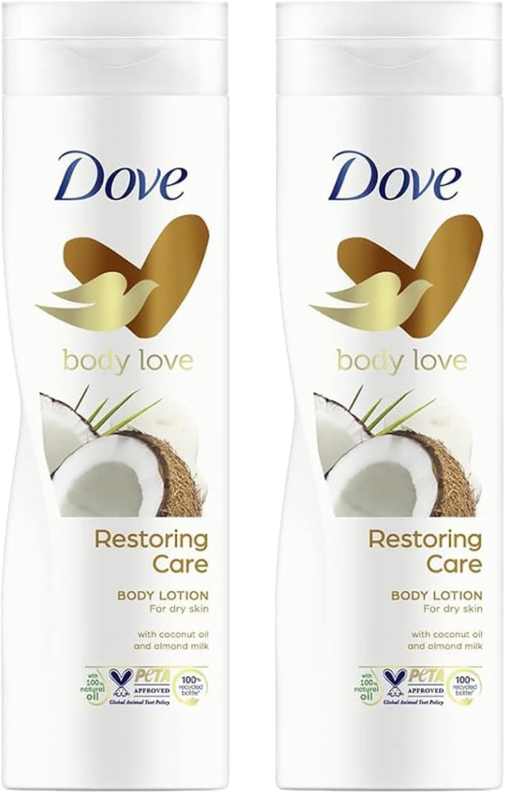YYchan Dove Body Love Restoring Care Body Lotion 400ml 2 Pack Coconut Oil