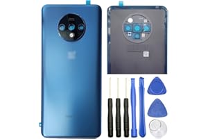 ubrokeifixit for OnePlus 7T Housing Rear Glass Back Door Cover Replacement/Adhesive for OnePlus 7T HD1900 HD1901 Dual SIM 6.55"(NOT for 7T Pro 6.67") (Blue(Back Glass Cover+Camera Lens))