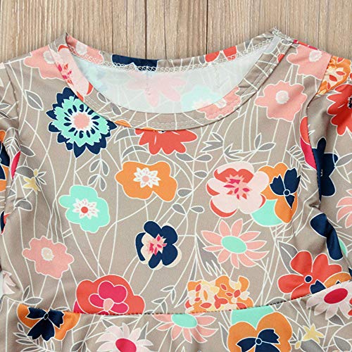NUWFOR Toddler Baby Girls Floral Print Drees Pants Headband Outfits Clothing Set（Red,2-3 Years - Thumbnail 2