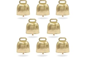 ROUCERLIN 8 Pcs Shiny Gold Small Cow Bells, Loud Grazing Copper Bells Noise Makers, Metal Decorative Bells for Pet Dog Cat Pendants Christmas Tree Crafts