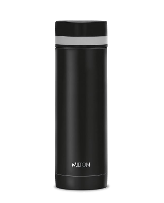 Buy Milton Slim 350 Thermosteel Vacuum Insulated Hot & Cold Water Bottle, 340 ml, Black Online