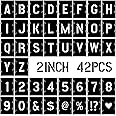 2 Inch Symbol & Numbers Craft Stencils - 42 Pc Alphabet Letter Stencil Kit, Interlocking Stencil Set, Reusable Plastic