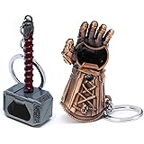 Nidavellir 2-Pack Mjolnir Keychain Bottle Opener Infinity Gauntlet Keychain Bottle Opener, Thor Hammer Keychain Bottle Opener