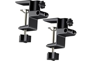 2Pcs Replacement Desk Clamp, KUVRS Metal Mounting Table Clamp 2 Inch Large Area Contact Base, Non-Slip Desk C Clamp for Swing Arm Magnifying Desk Lamp Microphone Suspension Boom Scissor Arm-Black