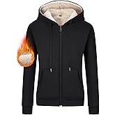 Gihuo Women's Sherpa Lined Hooded Sweatshirt Zip Up Winter Warm Hoodie Comfy Hooded Fleece Jacket
