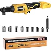 3/8" Cordless Ratchet Wrench, Compatible with DE-Walt 20V Battery, 74Ft-Lbs (100Nm) High Torque Brushless Electric Ratchet wi