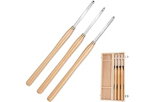 URBANSENTIAL Woodturning Carbide Lathe Tools, 23.7" Pro Size Wood Turning Tool Set of 3 Rougher Detailer Finisher