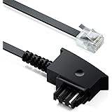 deleyCON 10m (32.81 ft.) Telephone Cables TAE-F Male to RJ11 Male 6P4C Flat Cable Analogue Terminals on TAE-F Telephone Socket Phone Modem Router Answering Machine Black