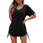 AI'MAGE Swimsuit Coverup for Women Short Sleeve Bathing Suit Cover Up T-Shirt Casual Beach Dress Drawstring Swim Cover Up