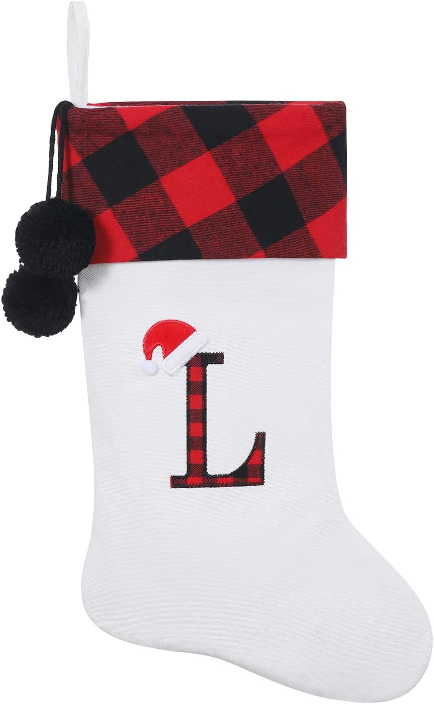 Stockings & Holders - SIRIPHUM 20 Inches Initial Monogram Embroidered lettetr Christmas Stocking，Christmas Decorations Stocking Personalized Stocking，Holiday Season Decor
