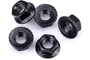 EASTLO M8-1.25 Hex Head Serrated Flange Nuts, 304 Stainless Steel 18-8 Hexagon Head Flange Nuts for Home Automotive DIYer, Black Oxide Finish, Hex Drive, 20 PCS