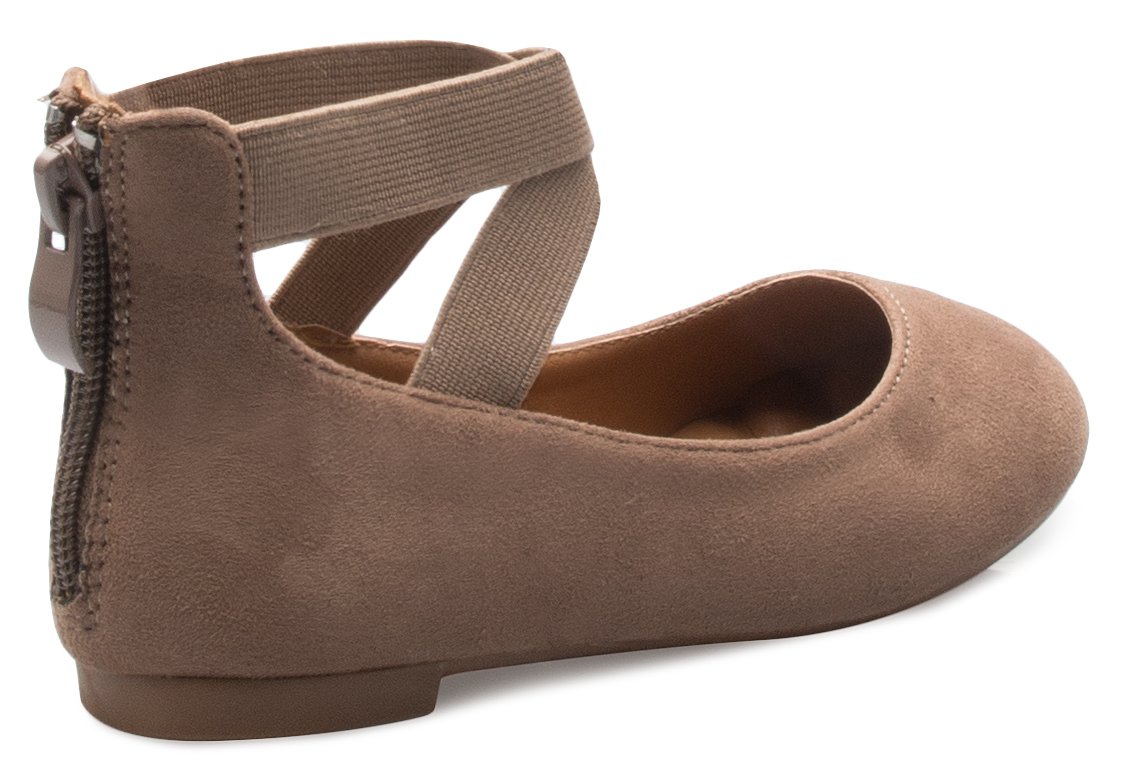 Olivia K Girls Elastic Cross Strap Slip On Sandal - Comfortable Closed Toe Ballet Flats - Low Ankle Strap Shoe - Image 4