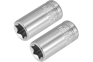 uxcell 2Pcs 1/4-inch Drive E10 External Torx Shallow Socket, Cr-V Steel