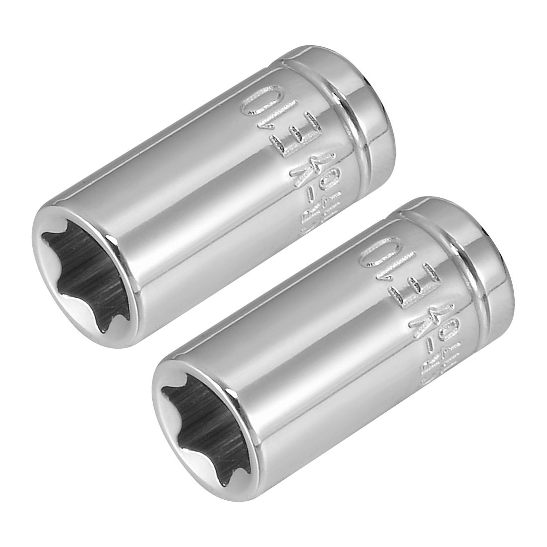 Sourcingmap 2Pcs 1/4-inch Drive E10 External Torx Shallow Socket, Cr-V Steel