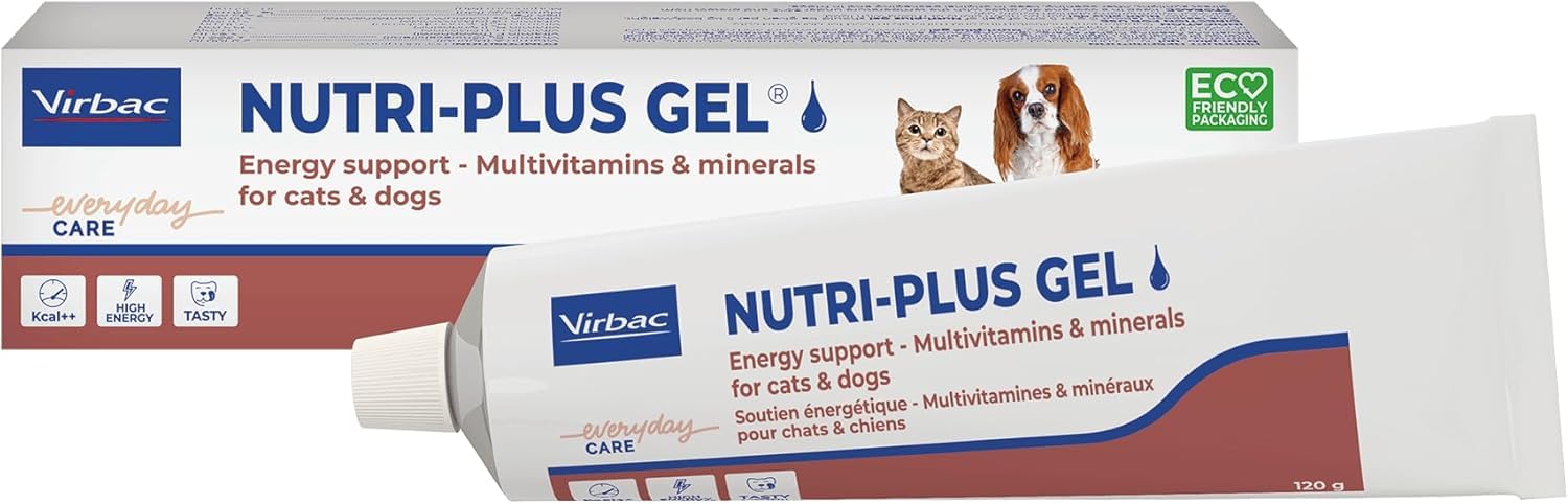 Virbac Nutri-Plus Gel | 120 g | Complément alimentaire pour chiens et chats en convalescence | Source d'énergie hautement concentrée stimulant l'appétit