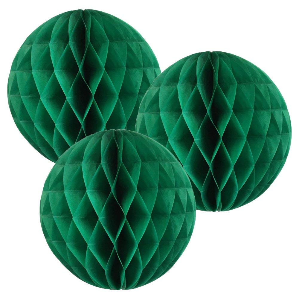 Paper Honeycomb Balls (Pack of 3) St Patrick's Day Decorations Birthday Bunting Wedding Baby Shower Banner (4" (10cm), Green)