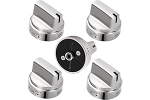 AEKOPS WB03X24818 Gas Stove Knob Replacement for GE, 5 Pack Stainless Steel Replacement Stove Knobs to Replace 4363588, AP5989029, PS11729081, EAP11729081, Range Knobs Compatible with ge - 1 Year Warranty