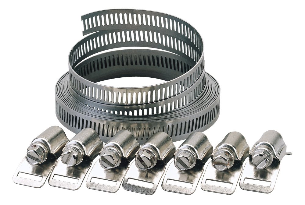 Draper Wide Hose Clamp Set | 8 to 12mm Banding width Hose Clips | 3m Banding Quick Grip | 8 Tensioning Clamps | 55592