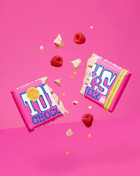 TONY’S CHOCOLONELY BELGIAN WHITE CHOCOLATE RASPBERRY CANDY BAR WITH POPPING CANDY, CHOCOLATE BAR FOR SNACKS, PARTY FAVORS, GIFTS, OR GIFT BASKET, 28% CACAO, MADE FROM QUALITY FAIRTRADE COCOA, 6.35 OZ