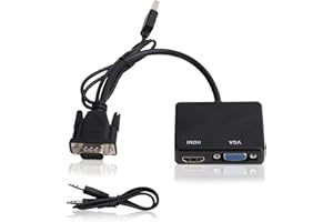 VGA to HDMI VGA Adapter, 1080P VGA Splitter Converter(1 in 2 Out) for PC Projector HDTV Computer, Desktop, Laptop Monitor VGA