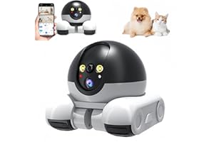 Pomya Home Camera Robot on Wheels, 1080P Double Lens Movable Pet Camera, App Remote Control, One Key Following Shots, Two Way