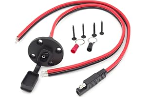 Billion wealth 2Pack 10AWG SAE Connector Power Socket 1.3FT & 10AWG 1.3FT SAE Extension Cable, SAE Power Socket Sidewall Port SAE Cable Solar Generator Battery Charger with Screws & Ring Terminal