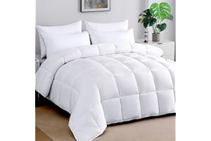 STWIENER Soft Oversized King Plus Comforter 120"x128"-Extra Large Lightweight Down Alternative Comforter Duvet Insert with 8 Corner Tabs-Fluffy Breathable Microfiber Comforter(White, Oversized King Plus)