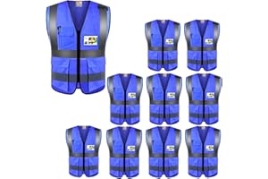 ZOJO High Visibility Safety Vests With Pockets, Wholesale Reflective Vest for Outdoor Works- Fits for Men and Women