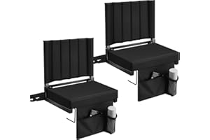 Avocahom 2 Pack Stadium Seat for Bleachers with Back Support and Wide Cushion, Portable Folding Bleacher Seat Includes Cup Holder, Carry Handle & Shoulder Strap, Perfect for Sports Events