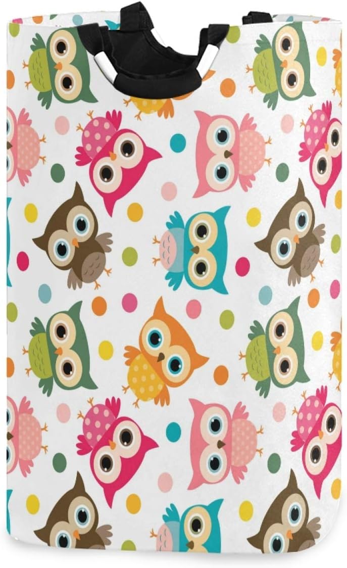 Cestas de lavandería Liesss, colorido búho pájaro, cesta de