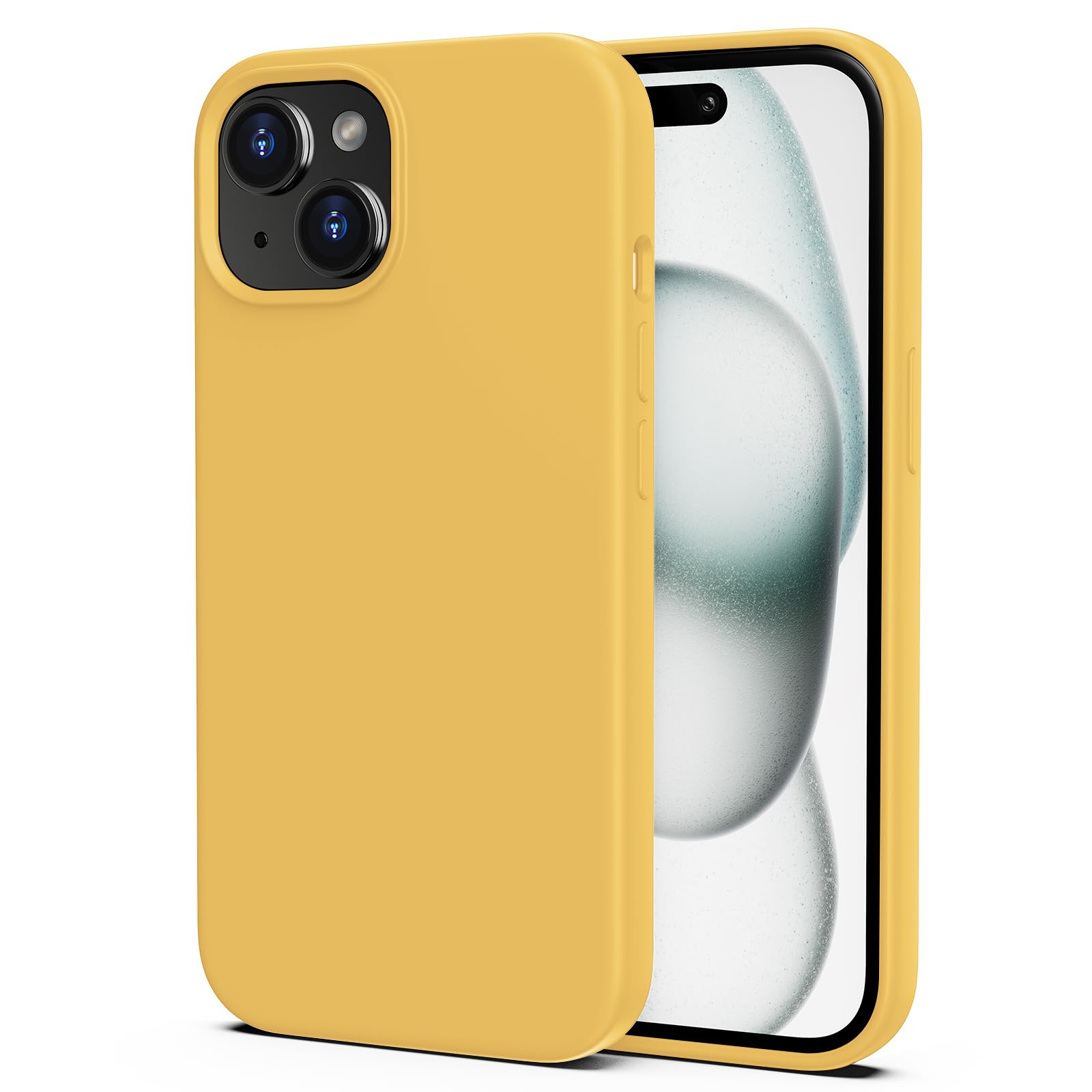 TIIXXA Silicone Case for iPhone 15 Case,Soft Ultra Slim Protective Shockproof Liquid Silicone Phone Case, Anti-Scratch Microfiber Lining, 6.1" Yellow — image 1